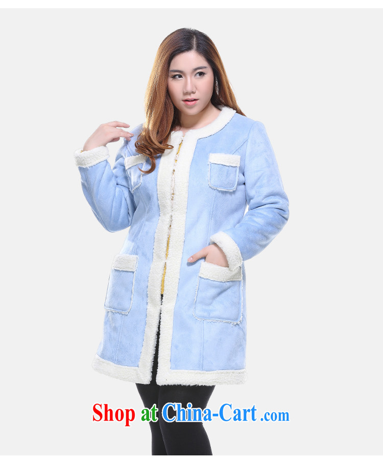 Slim LI Sau 2014 winter new larger female round-collar, long leather jacket coat Q 6662 powder blue 4XL pictures, price, brand platters! Elections are good character, the national distribution, so why buy now enjoy more preferential! Health