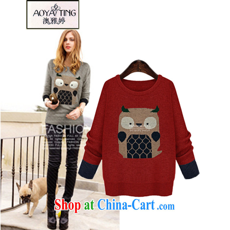 o Ya-ting 2014 autumn and winter new XL leisure woolen pullover Korean version owl pattern solid knit-female H 961 light gray aura 5 XL recommendations 175 - 200 jack, O Ya-ting (aoyating), online shopping