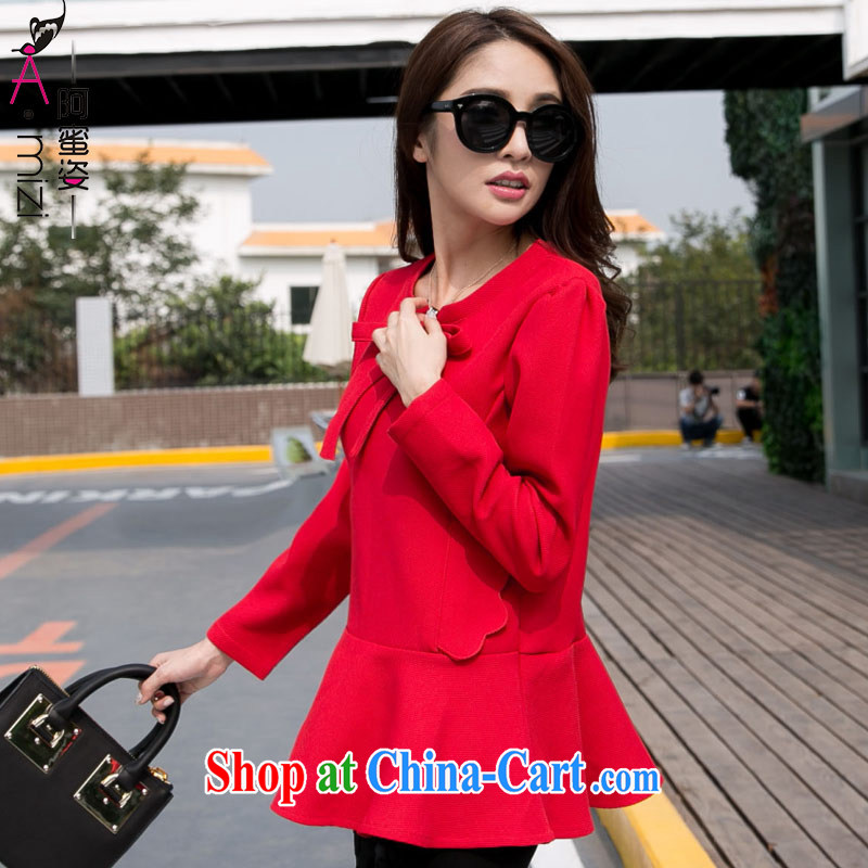 The honey beauty mm thick larger female sweet red mask poverty video thin bow-tie-neck blouse dress beauty girl 9344 red XXXXL, honey, and, shopping on the Internet