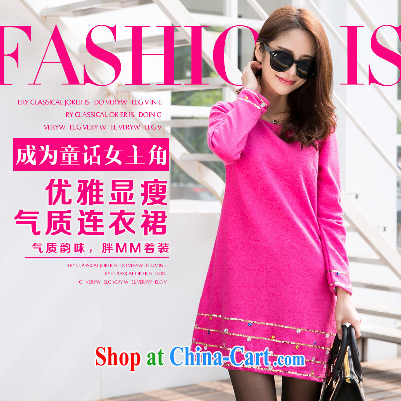 The honey beauty mm thick Korean name Yuan aura Shining Colorful drill on-chip A Field skirt fall and winter new gross? dresses 9341 rose red XXXL, honey, and, shopping on the Internet