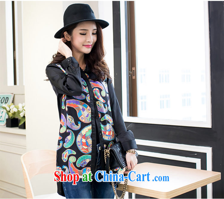 The honey beauty mm thick larger female personality dovetail long-sleeved lapel cultivating graphics thin stamp snow woven shirts women 9078 black totem XXXXL pictures, price, brand platters! Elections are good character, the national distribution, so why buy now enjoy more preferential! Health