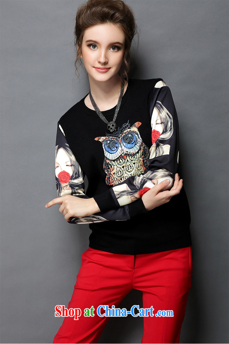Connie's dream high-end in Europe and indeed the XL women 2015 spring new owl embroidery stitching stamp duty solid long-sleeved T-shirt girl T shirt T-shirt G 359 black XXXXXL pictures, price, brand platters! Elections are good character, the national distribution, so why buy now enjoy more preferential! Health