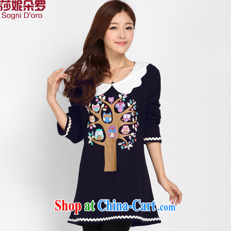 Laurie flowers, thick woman, ladies dresses and the obese sister winter clothing thicken the lint-free Korean video thin solid skirt 3210 deep blue 6 XL, Shani Flower (Sogni D'oro), online shopping