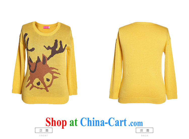 Slim LI Sau 2014 autumn and winter new, larger female fun jacquard animal 100 in a long, round-neck collar and knit shirts Q 7087 yellow 2 XL pictures, price, brand platters! Elections are good character, the national distribution, so why buy now enjoy more preferential! Health
