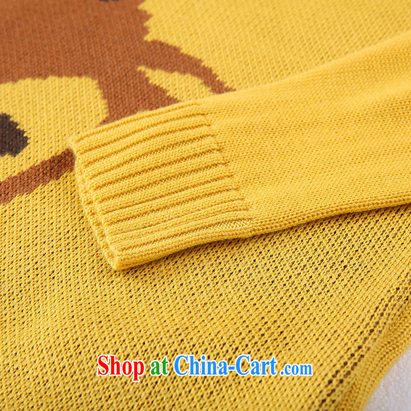 Slim LI Sau 2014 autumn and winter new, larger female fun jacquard animal 100 in a long-neck and knit shirts Q 7087 yellow 2 XL, slim Li-su, and the online shopping