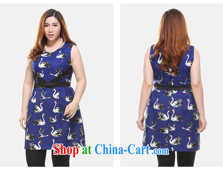Slim LI Sau 2014 autumn and winter, the larger female elegant Swan stamp round-collar Bow Tie beauty sleeveless dresses vest skirt Q 7328 color blue 4 XL pictures, price, brand platters! Elections are good character, the national distribution, so why buy now enjoy more preferential! Health