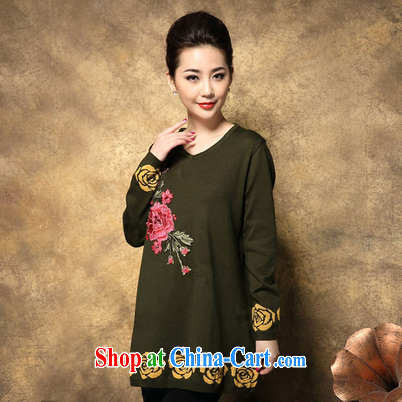 The Code female thick mm spring loaded 2014 long-sleeved sweater knit sweater embroidery ethnic wind graphics thin T-shirt, dark, recommended 105 Jack to Jack 165, far from dust, shopping on the Internet