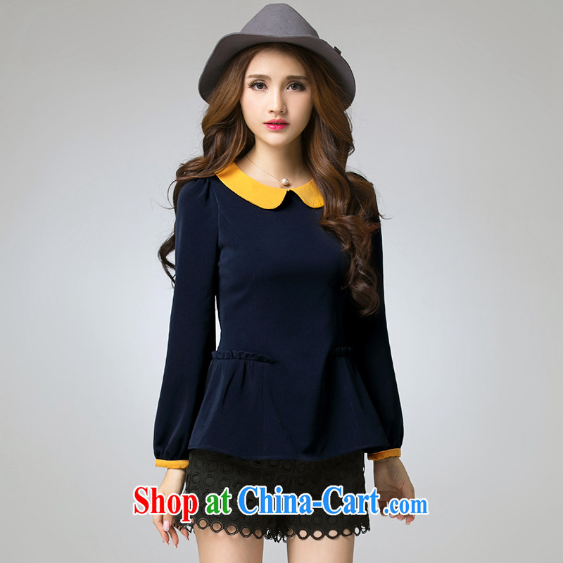 Cross-sectoral expertise provided MM spring new, larger female sweet and indeed intensify, flouncing T long-sleeved shirt Item No. 2566 royal blue 3 XL, cross-sectoral provision (qisuo), shopping on the Internet