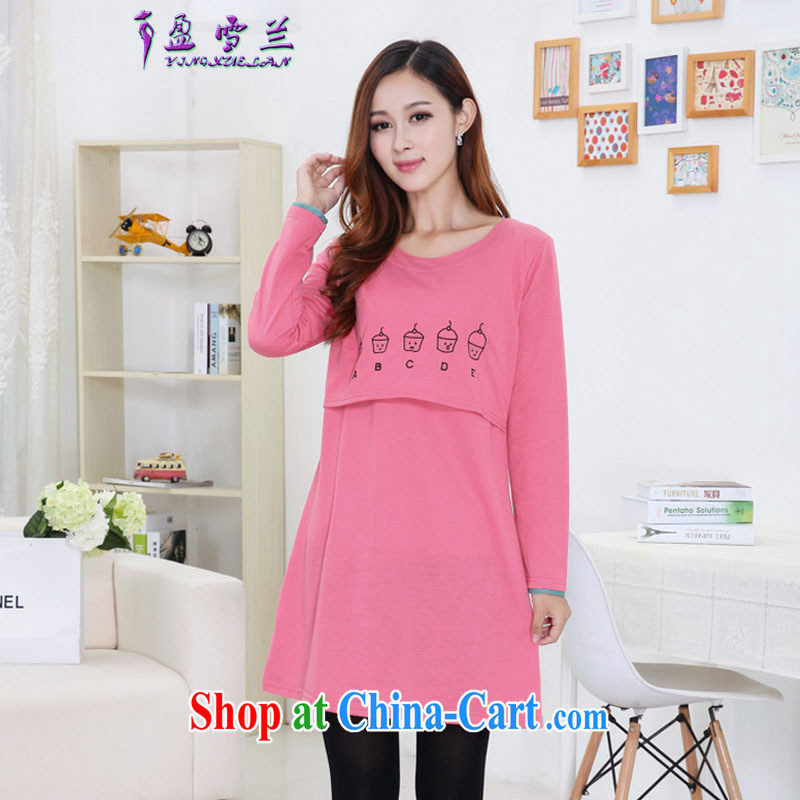 Surplus snow, 2015 new cotton long-sleeved stylish pregnant women with breast-feeding skirt out stylish nursing with _2439 watermelon red XL