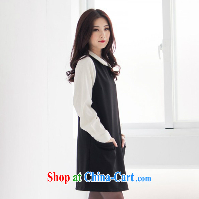 MissDonut spring 2015 new, larger female Korean thick mm video thin long-sleeved solid dolls collar skirt black long sleeved large code L, MissDonut, shopping on the Internet