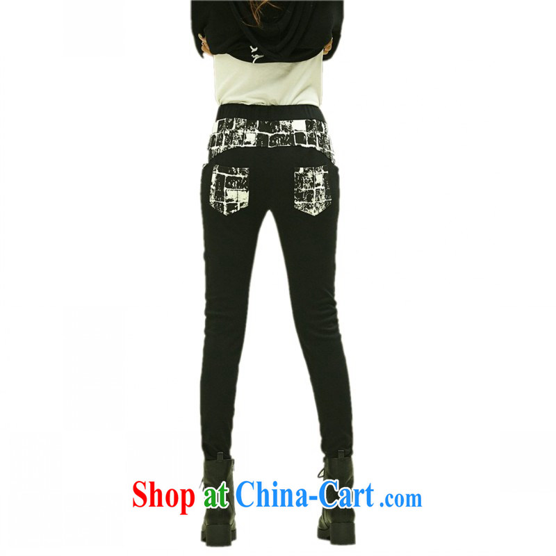 The delivery package as soon as possible-mm thick, the Korean version, pants, waist plaid spell color leisure castor long trousers and ventricular hypertrophy, spring boots black XXL approximately 150 - 170 jack, land is still the garment, shopping on the Internet