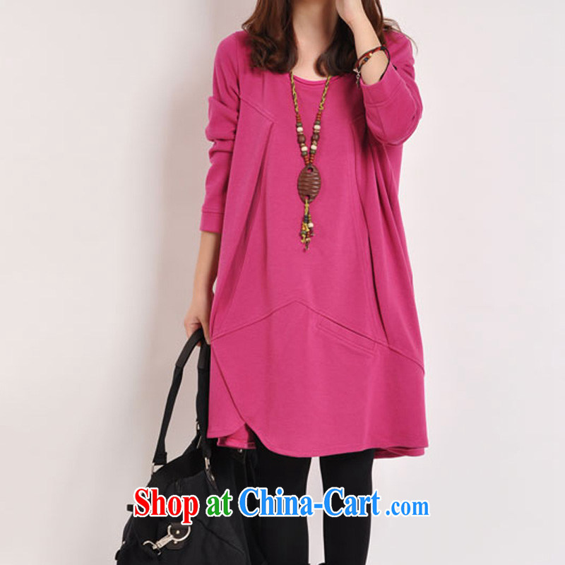 Well thanks for the 2014 autumn and winter clothing new Korean leisure large code female the lint-free cloth thick not rule long-sleeved loose dress of red (the lint-free cloth thick) XXL, beautiful, and on-line shopping