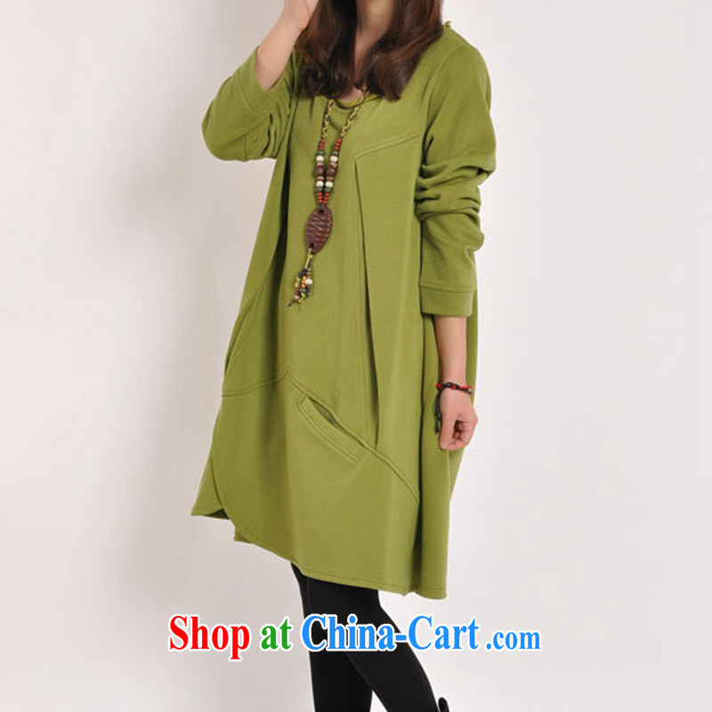Well thanks for the 2014 autumn and winter clothing new Korean leisure large code female the lint-free cloth thick not rule long-sleeved loose dress of red (the lint-free cloth thick) XXL, beautiful, and on-line shopping