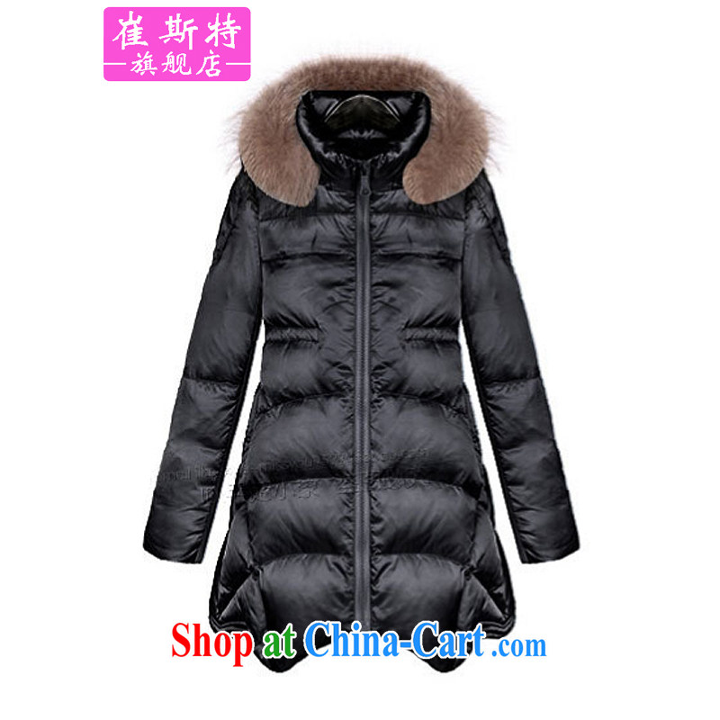 Special clearance does not and should not replace the fat XL women mm thick stylish A swing graphics thin stitching thick, long-Nagymaros collar cotton suit jacket Z 1003 black 2 XL