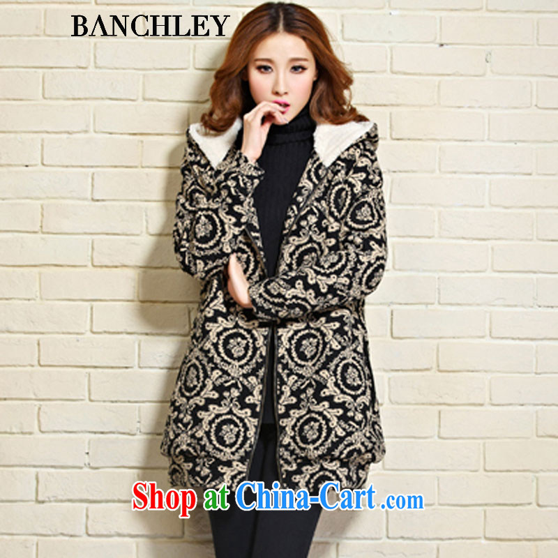 The banchley also Lai 2015 spring new female ethnic wind thick quilted coat larger women's coats B 8830 totem XXL