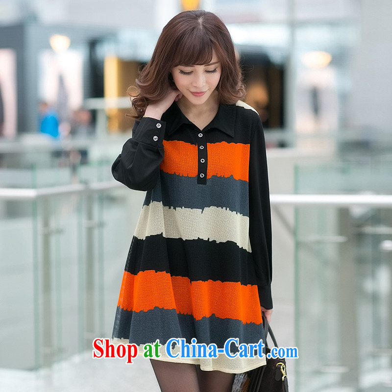 Mephidross economy honey, and indeed increase, women 2015 spring new Korean version lapel loose video thin stripes long-sleeved dress 2849 picture color the code 5 XL Mephitic economy Honey (MENTIMISI), and shopping on the Internet