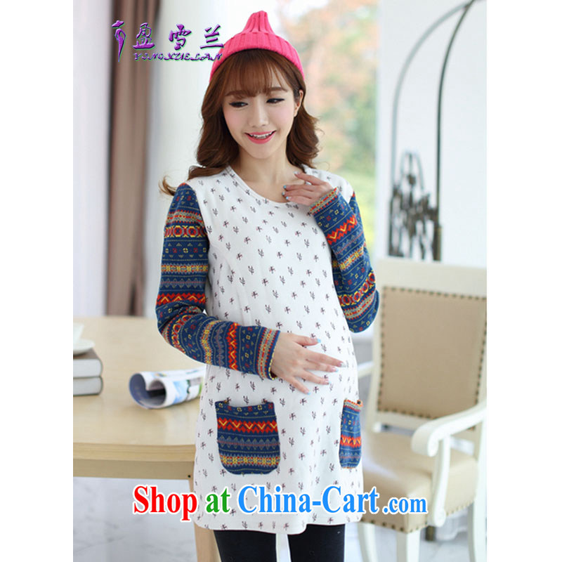 Surplus snow, 2015 pregnant women with the lint-free cloth thick loose larger breast-feeding and clothing, feeding and clothing dresses #905 dark blue XL, surplus, Snow (YINGXUELAN), shopping on the Internet