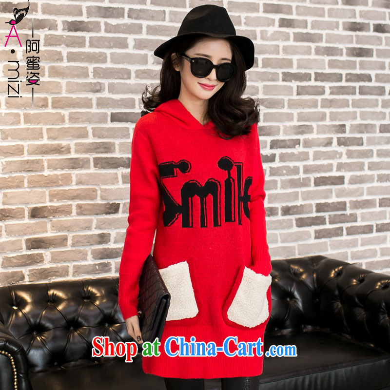 The honey and diverse new spring jacquard letter plush large pocket thick warm, long, woolen sweater sweater, sweater 9361 red code are code 110 recommendations 150, honey, and, shopping on the Internet