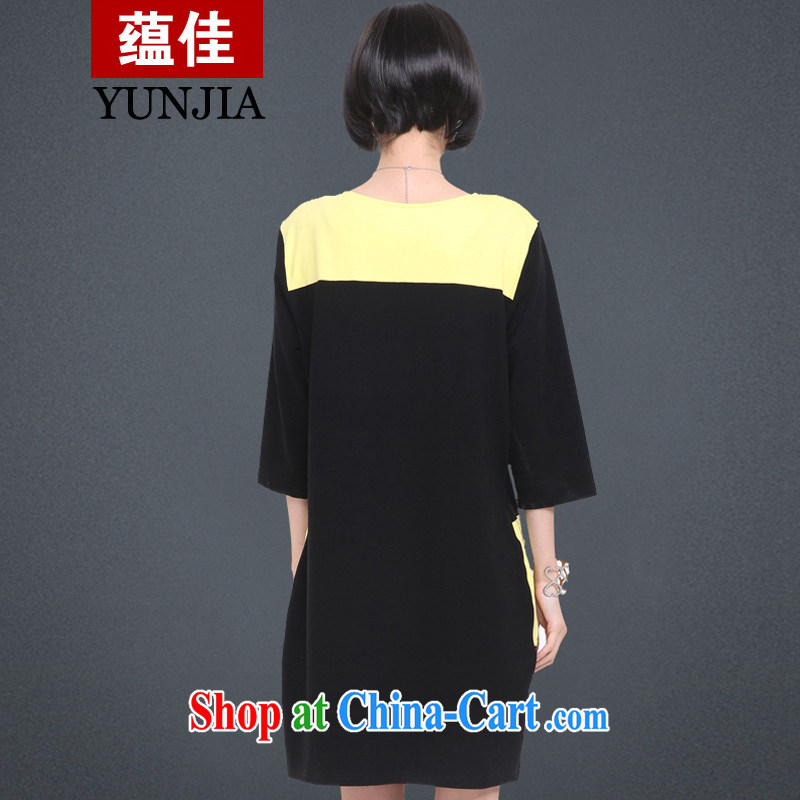 To better 2015 spring knocked color tile 100 solid ground on the Code women's clothing dresses, long-sleeved 200 Jack loose, thick, black skirt yellow knocked 3XL, better, online shopping