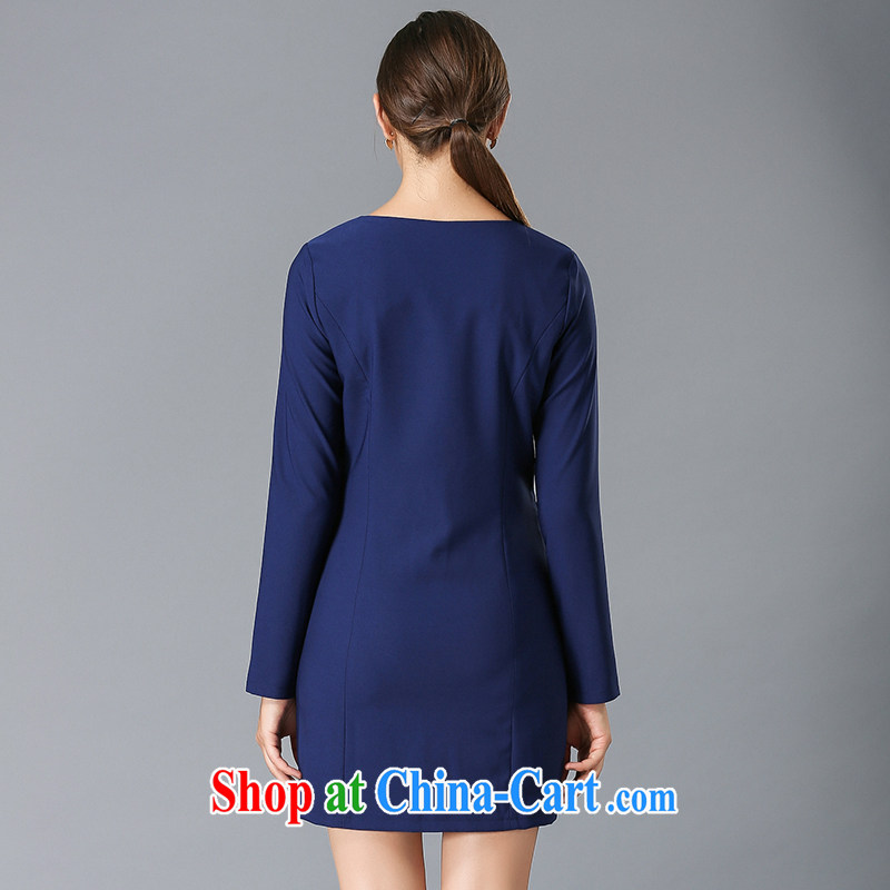 The Connie was a high-end European and American fare is indeed increasing, female 2015 spring new beauty video thin stamp long-sleeved dresses Y 3337 blue XXXXXL, Connie dreams, shopping on the Internet