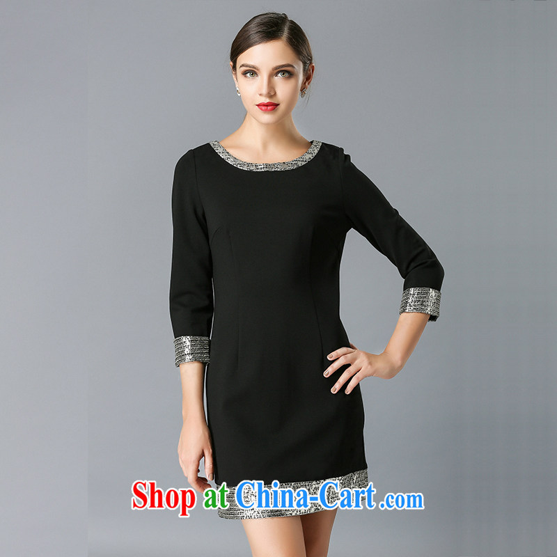 Connie, let the fat increase, women in Europe and America with high-end 2015 spring new stylish and elegant beauty graphics thin dresses Y 3334 black XXXXL, Connie dreams, shopping on the Internet