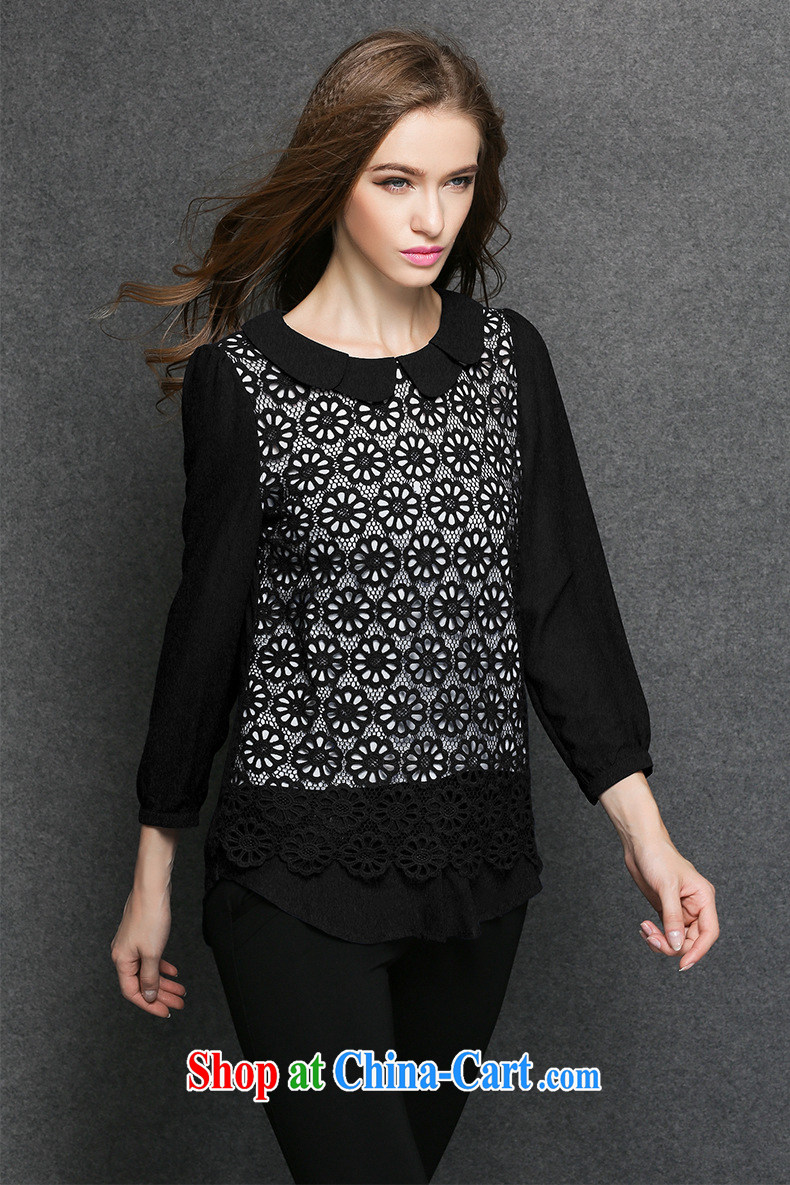Connie, let the fat increase, female long-sleeved T-shirt spring 2015 the new European and American high-end lace snow woven shirts shirt women T-shirt Y 3319 dark blue XXL pictures, price, brand platters! Elections are good character, the national distribution, so why buy now enjoy more preferential! Health