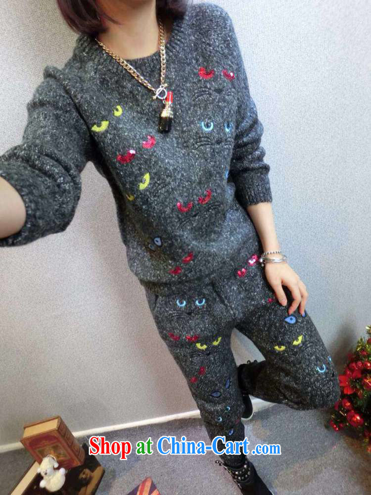 Blue colored Children's European site kitten thick coarse needle knitted T-shirt + pants sweater Kit autumn and winter, two-piece gray trousers are code pictures, price, brand platters! Elections are good character, the national distribution, so why buy now enjoy more preferential! Health