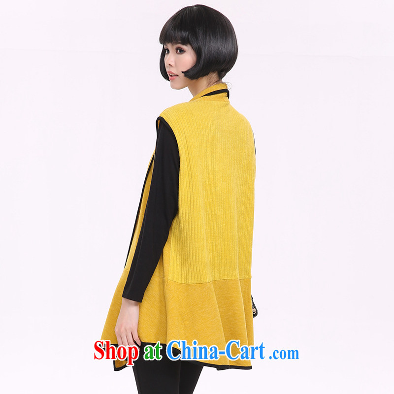 Staff of the fertilizer XL women mm thick spring 2015 new Korean long sleeveless knitting cardigan jacket 8201 yellow large code 5 200 XL about Jack, and Director (Smeilovly), online shopping