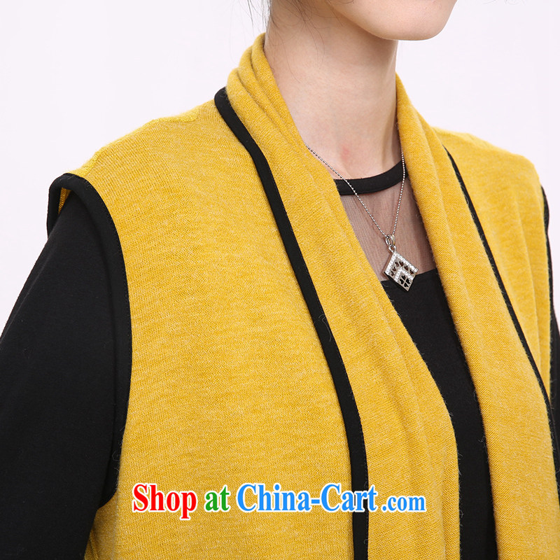 Staff of the fertilizer XL women mm thick spring 2015 new Korean long sleeveless knitting cardigan jacket 8201 yellow large code 5 200 XL about Jack, and Director (Smeilovly), online shopping