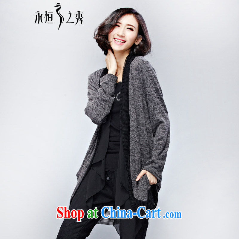 Eternal show the code women's coats 2015 spring new thick sister fat, video thin, long cardigan knit sweater and indeed increase code 200 Jack small jacket gray 2 XL, eternal, and the show, the online shopping