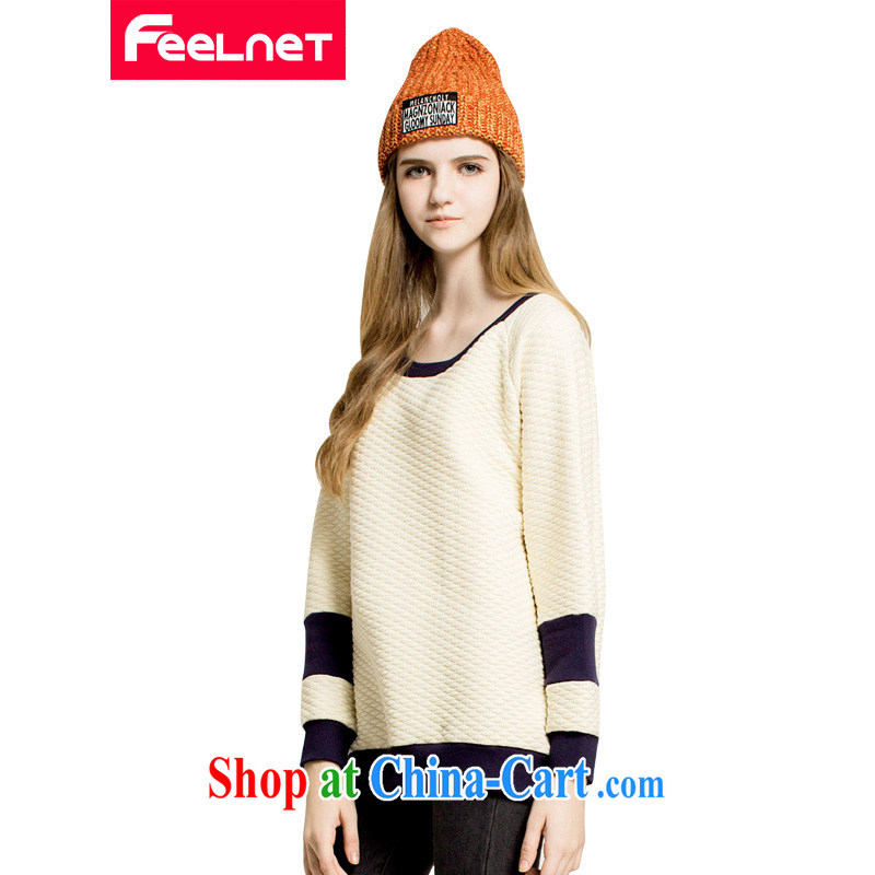 feelnet larger women winter clothes and indeed increased significantly in Europe and thin thick mm long-sleeved T-shirt for 100 Korean warm larger T pension 2225 beige large code 6 XL