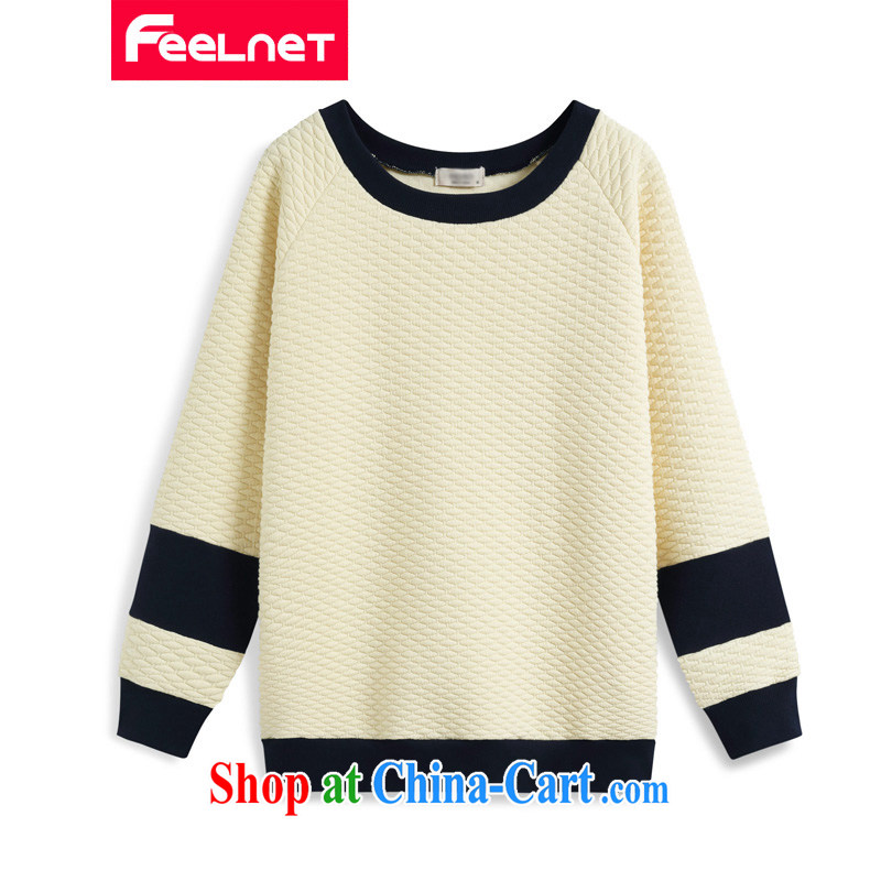 feelnet larger women winter clothes and indeed increased significantly in Europe and thin thick mm long-sleeved T-shirt for 100 Korean warm the code T pension 2225 beige large code 6 XL, FeelNET, shopping on the Internet