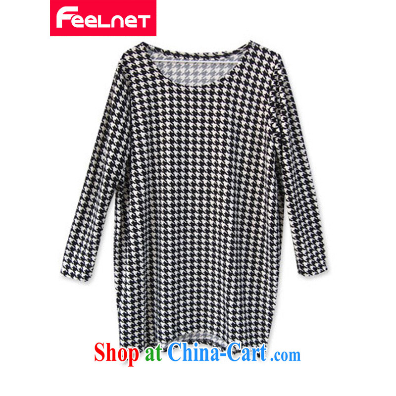 The feelnet Code women in Europe video thin thick mm the fat 100 hem skirt solid long-sleeved T-shirt large code T pension 2213 1000 the birds, the code 6 XL, FeelNET, shopping on the Internet