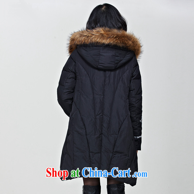 The fat increase, female 200 Jack mm thick 2014 winter clothing quilted coat jacket graphics thin, long, thick warm thick mm new Korean video thin quilted coat black XXXXL, BS, shopping on the Internet
