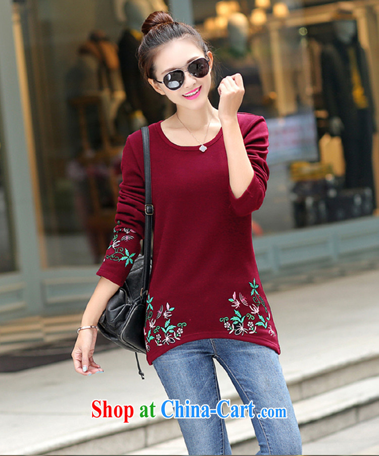 The Diane larger female and lint-free cloth thick long-sleeved T-shirt 2014 autumn and winter new thick sister winter clothes and indeed 200 Jack ethnic wind solid T-shirt 05,079 wine red 5 XL (180 - 200 ) jack pictures, price, brand platters! Elections are good character, the national distribution, so why buy now enjoy more preferential! Health