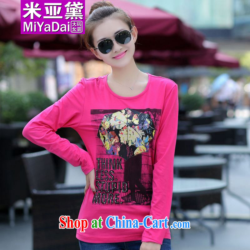 The Diane larger female spring new thick sister long-sleeved T-shirt pure cotton graphics thin large code Solid T-shirt the fat 200 Jack Black 3 XL (140 - 160 ) jack, the Doi (MIYaDai), online shopping