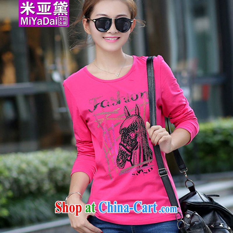 The Diane larger female spring new 2015 new cotton thick sister long-sleeved T-shirt graphics thin large, solid T-shirt the fat 200 Jack white 3 XL (140 - 160 ) jack, the Doi (MIYaDai), online shopping