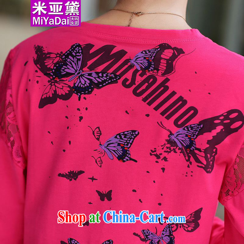 The Diane 2015 spring new, larger female spring new thick sister long-sleeved T-shirt graphics thin large, solid T-shirt the fat 200 catties of red 4 XL (160 - 180 ) jack, the Doi (MIYaDai), online shopping