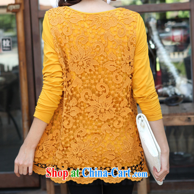 Korean relaxed thick sister leave two-piece the lint-free cloth lace solid T-shirt large code graphics Thin women mm thick winter - YY 887,800 Kang yellow large code 4 XL codes, Ying Ying, water, shopping on the Internet
