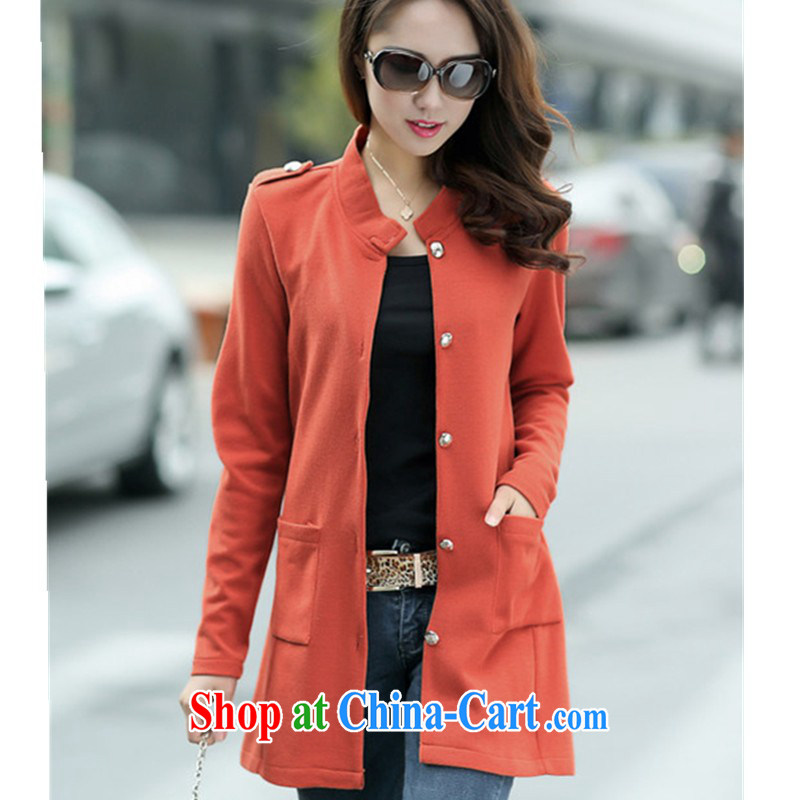 mm thick 2014 autumn and winter, with king, female video thin hair so the jacket is indeed King long-sleeved cardigan coat mm thick Korean video thin cardigan jacket orange XXXXL