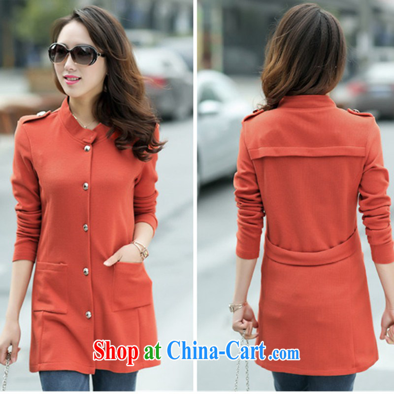 mm thick 2014 autumn and winter, with king, female video thin hair so the jacket is indeed King long-sleeved cardigan coat mm thick Korean video thin cardigan jacket orange XXXXL, BS, shopping on the Internet