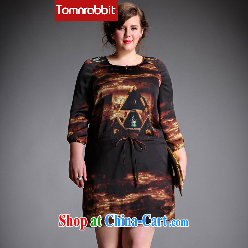 The Tomnrabbit Code women's clothing dresses new spring 2015, mm thick and indeed increase has been barrel-type emulation silk skirt picture color the code XXXL