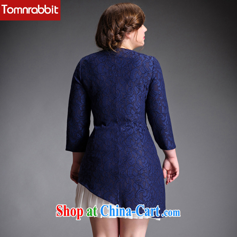 The Tomnrabbit Code women's clothing dresses new spring 2015 the fertilizer and original design thick mm beauty graphics thin stylish skirt Navy large code XXXX in stock, Tomnrabbit, shopping on the Internet