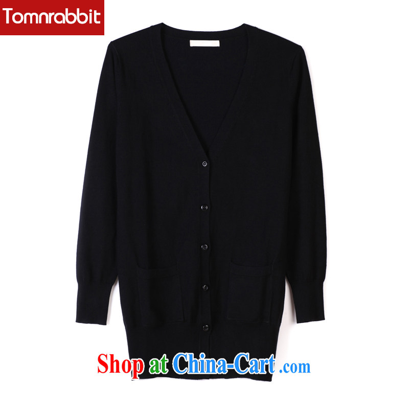 Tomnrabbit 2015 spring new stylish 100 on board the code knitted shirts thick mm video thin V collar cardigan pavilions large code XXL, Tomnrabbit, shopping on the Internet