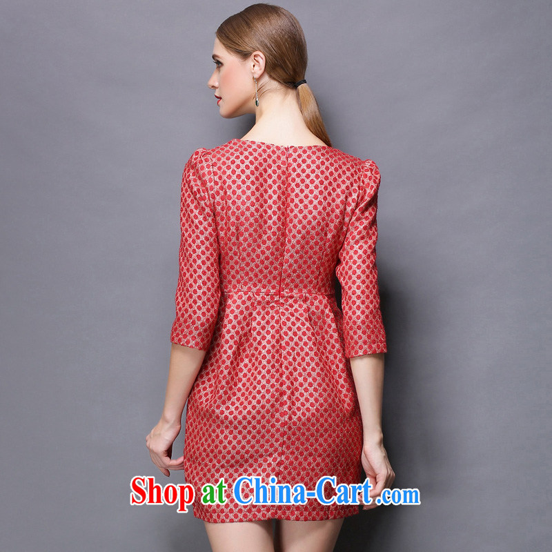 The silk, honey XL girls thick MM spring lace lace lapel dot 7 cultivating a cuff dress ZR 156 red XL (130 jack - 145 jack wear), the population, honey, and shopping on the Internet