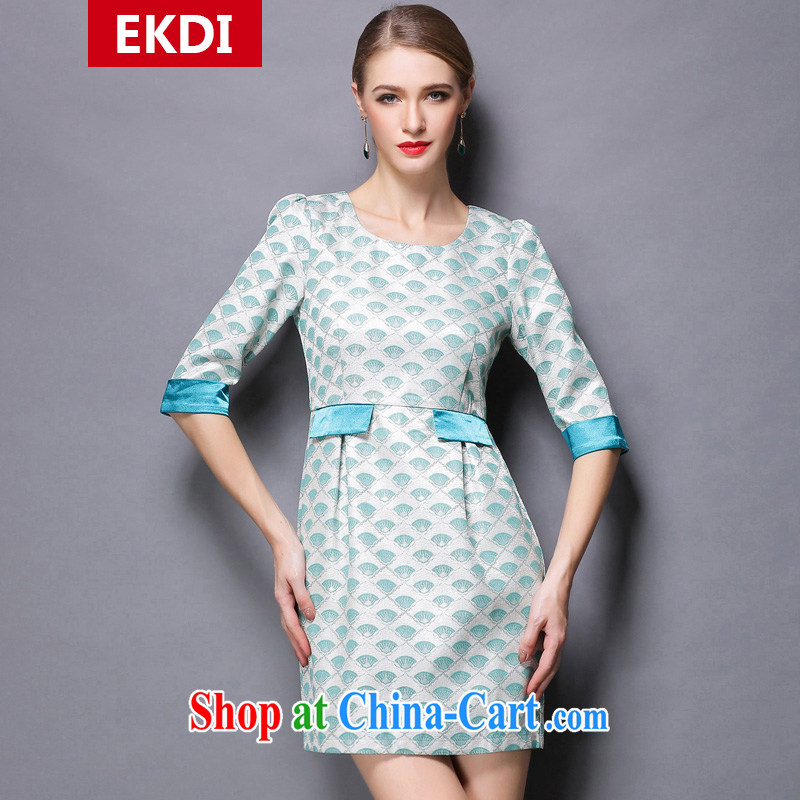 The population, the honey, women with thick MM graphics thin spring round-collar stamp beauty dresses ZZ 171 Lake blue 3 XL _156 jack - 170 Jack through_