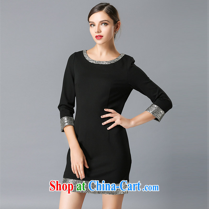 Kou Wei-chun, the code dresses women mm thick and is indeed more elegant Pearl-stitched skirt JW 3334 black XXXXXL crackdown, Ms Audrey EU Yuet-mee, jiaowei), shopping on the Internet