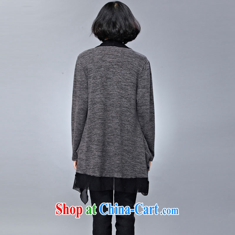 The Gore level, Korean edition 2015 spring new thick mm larger female, long, loose video thin long-sleeved cardigan small jacket gray 3 XL, the United States and the quality products, online shopping