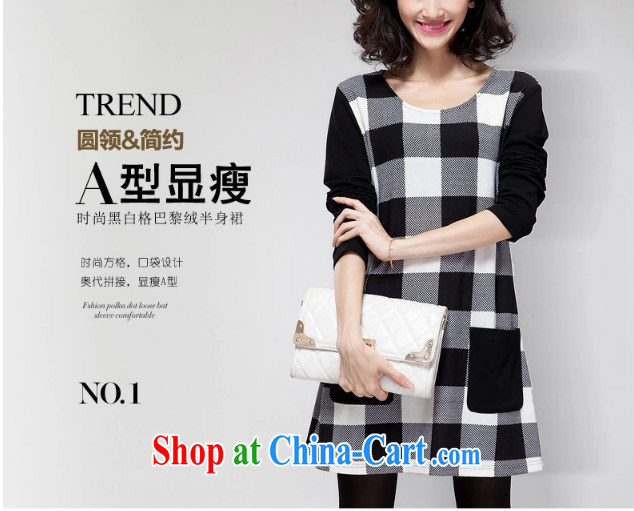 Petals rain saga 2014 larger female dress solid long-sleeved T-shirt graphics thin loose Korean skirt solid 627 black-and-white checkered L pictures, price, brand platters! Elections are good character, the national distribution, so why buy now enjoy more preferential! Health