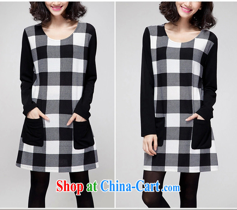 Petals rain saga 2014 larger female dress solid long-sleeved T-shirt graphics thin loose Korean skirt solid 627 black-and-white checkered L pictures, price, brand platters! Elections are good character, the national distribution, so why buy now enjoy more preferential! Health